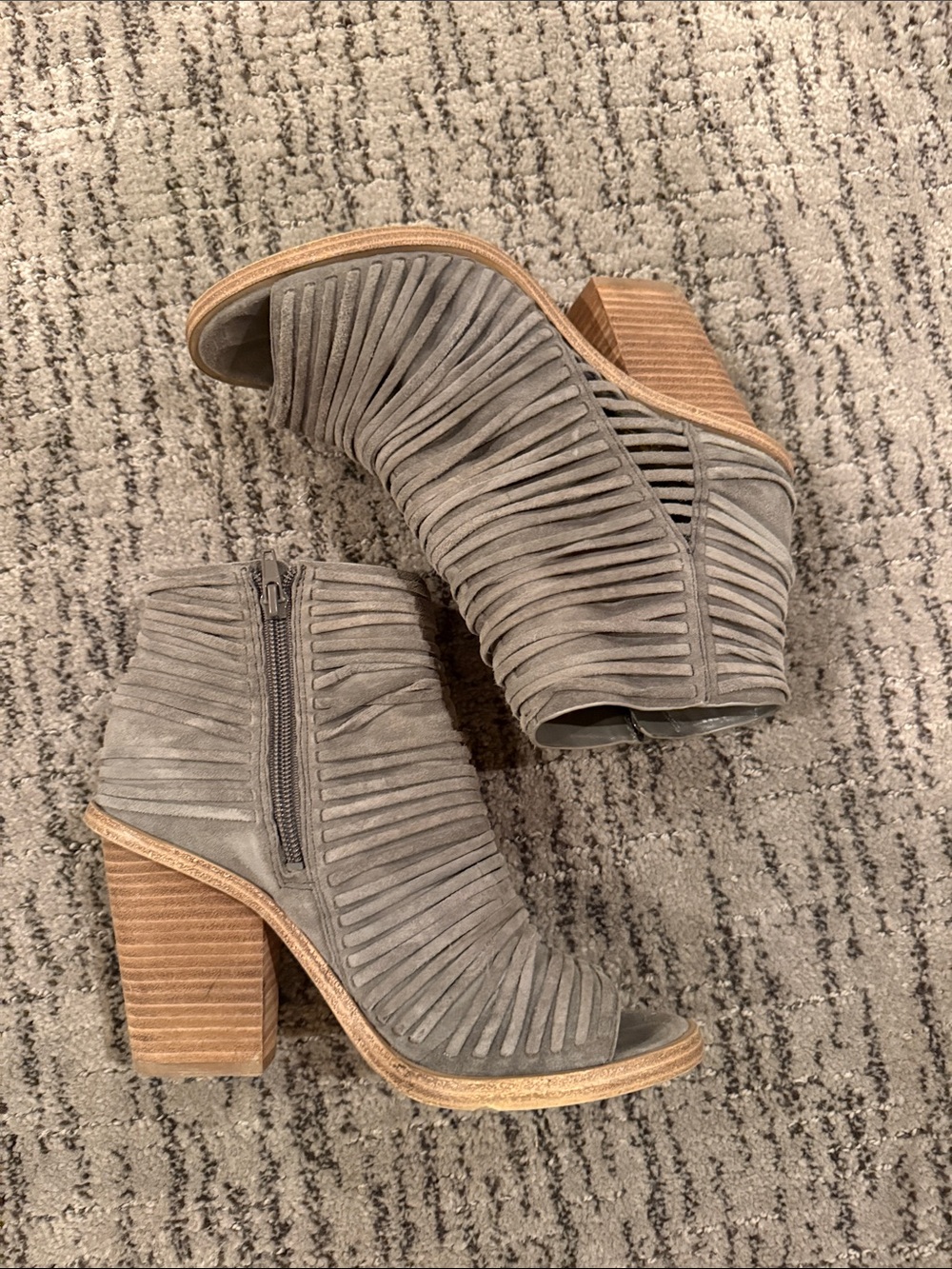 Vince Camuto’s Women’s Suede Cutout Peep-Toe Booties - Gray